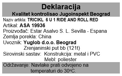 Asalvo tricikl za decu 6u1 Ride and Roll Red 19936 deklaracija
